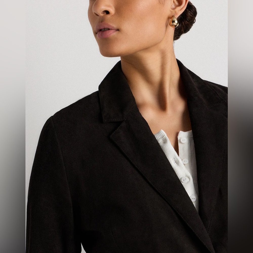 Quince Women 100% Suede Blazer Charcoal Black S‎ - Picture 3 of 9